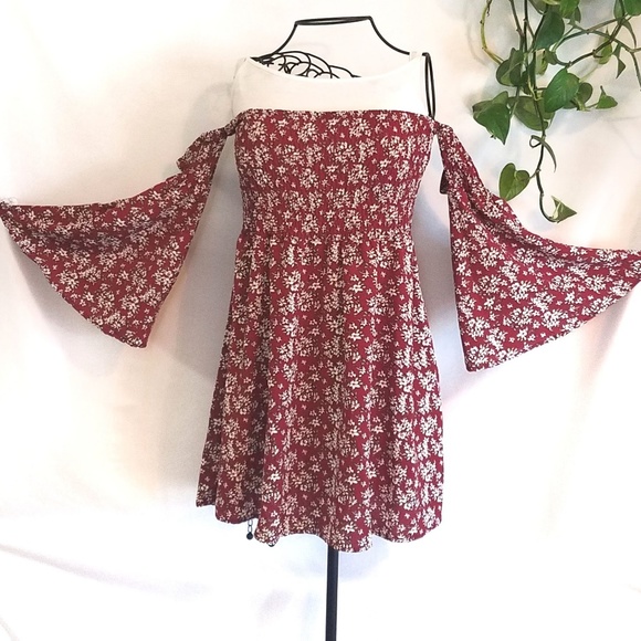 ~~SOLD~~ Red Tube Top Detached Sleeve Boho Dress - Picture 1 of 5